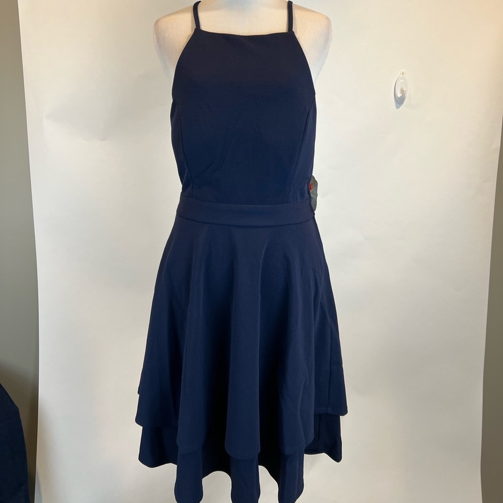 Altar’d State Sleeveless Navy Fit n Flare Dress Cutout Back